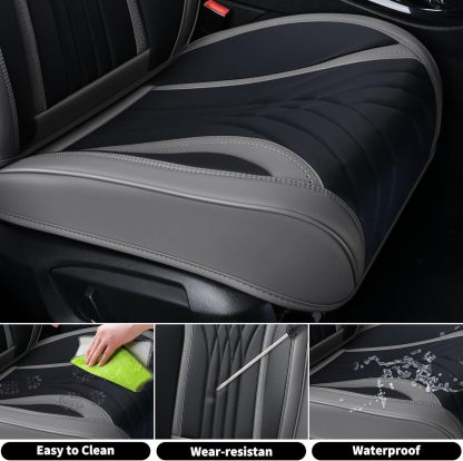FLORICH - Juego completo de fundas de asiento de piel, fundas universales para 5 asientos, protector de asiento de coche, cojín de piel para asiento de coche, fundas de asiento de automóvil marrones,