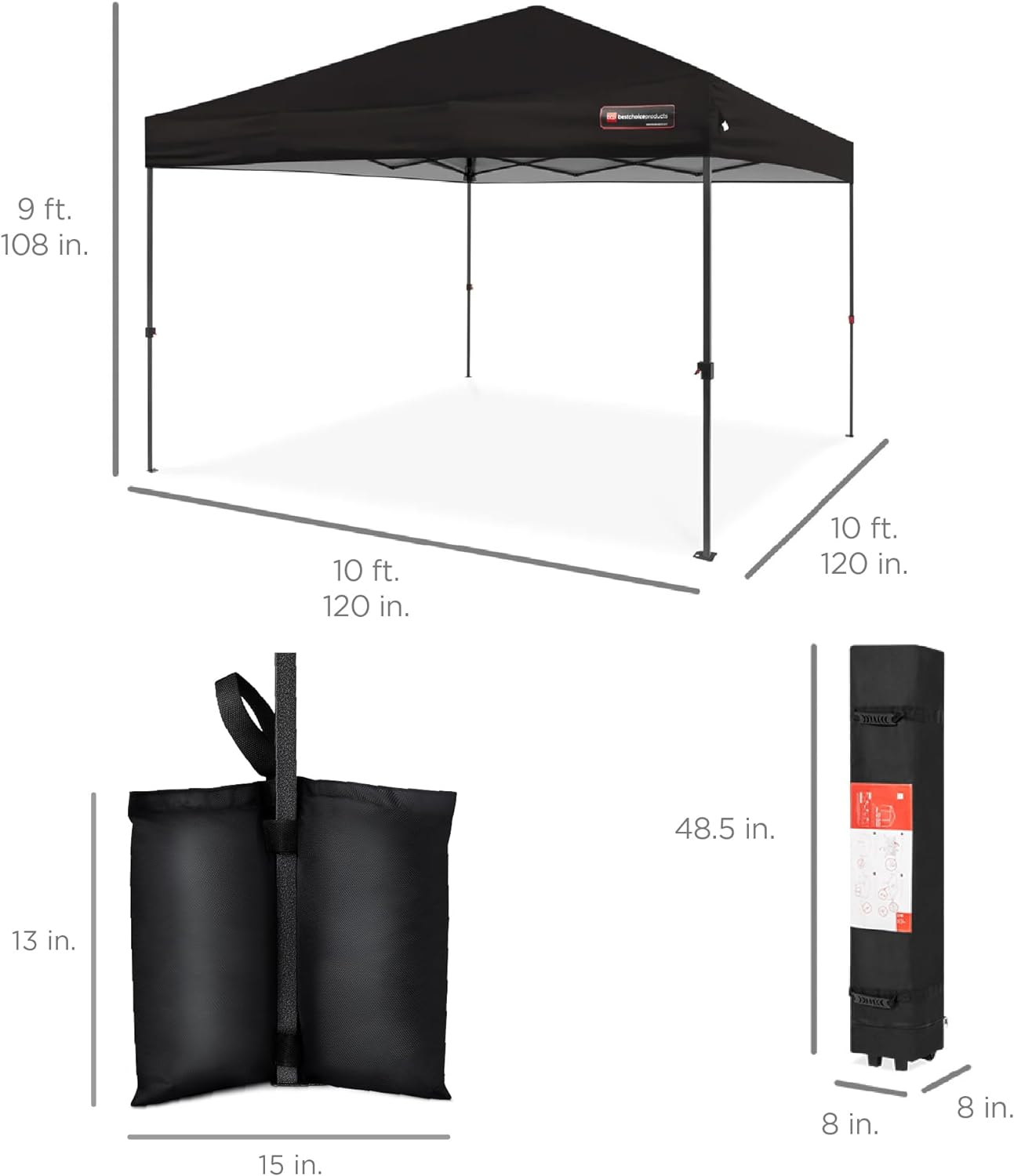 Best Choice Products - Toldo de armado fácil de 1 persona con un botón, tienda portátil e instantánea, funda, 3 x 3 metros, 4 bolsas de peso, color azul