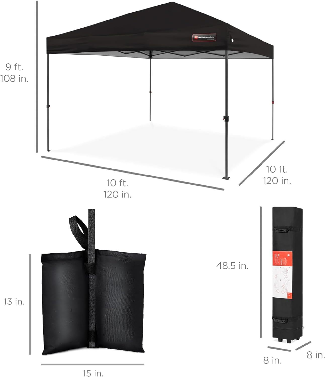Best Choice Products - Toldo de armado fácil de 1 persona con un botón, tienda portátil e instantánea, funda, 3 x 3 metros, 4 bolsas de peso, color azul