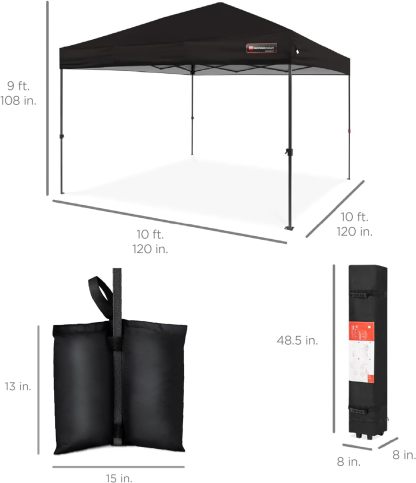 Best Choice Products - Toldo de armado fácil de 1 persona con un botón, tienda portátil e instantánea, funda, 3 x 3 metros, 4 bolsas de peso, color azul