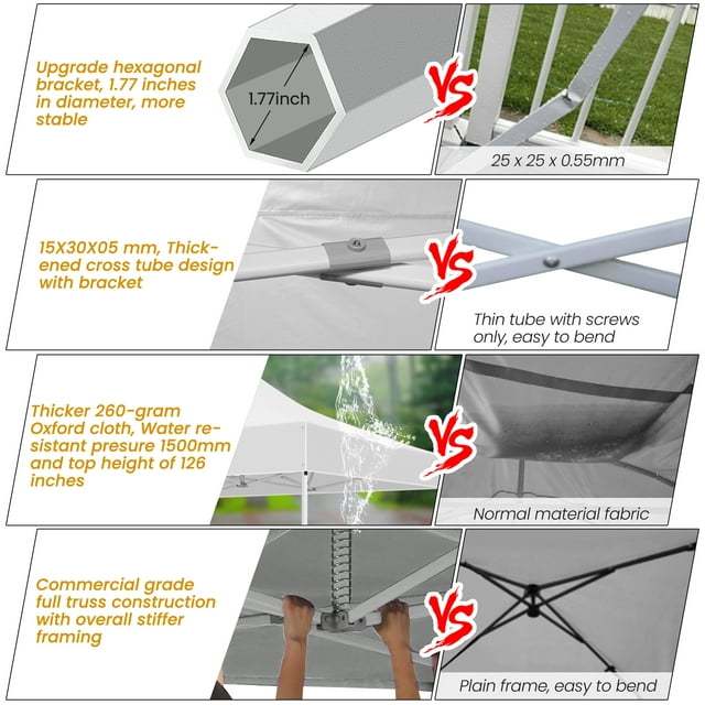 10'x20' Pop up Canopy Tent Heavy Duty Party Tent with 6 Removable Sidewalls, Outdoor Waterproof & Party Wedding Gazebo with Roller Bag, 4 Sandbag