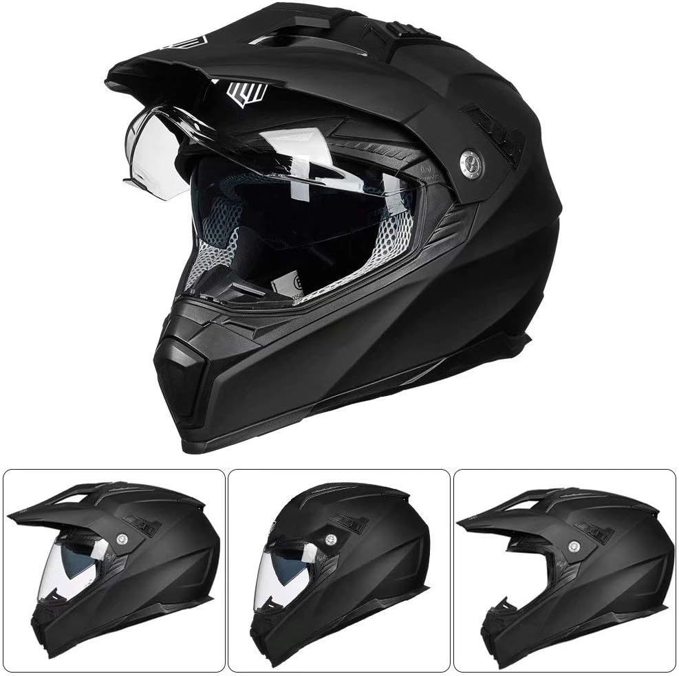 ILM - Casco deportivo doble para motocicleta, visor para el sol, casco para todoterreno, motocross, certificado por el DOT.