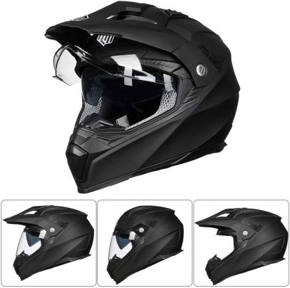 ILM - Casco deportivo doble para motocicleta, visor para el sol, casco para todoterreno, motocross, certificado por el DOT.