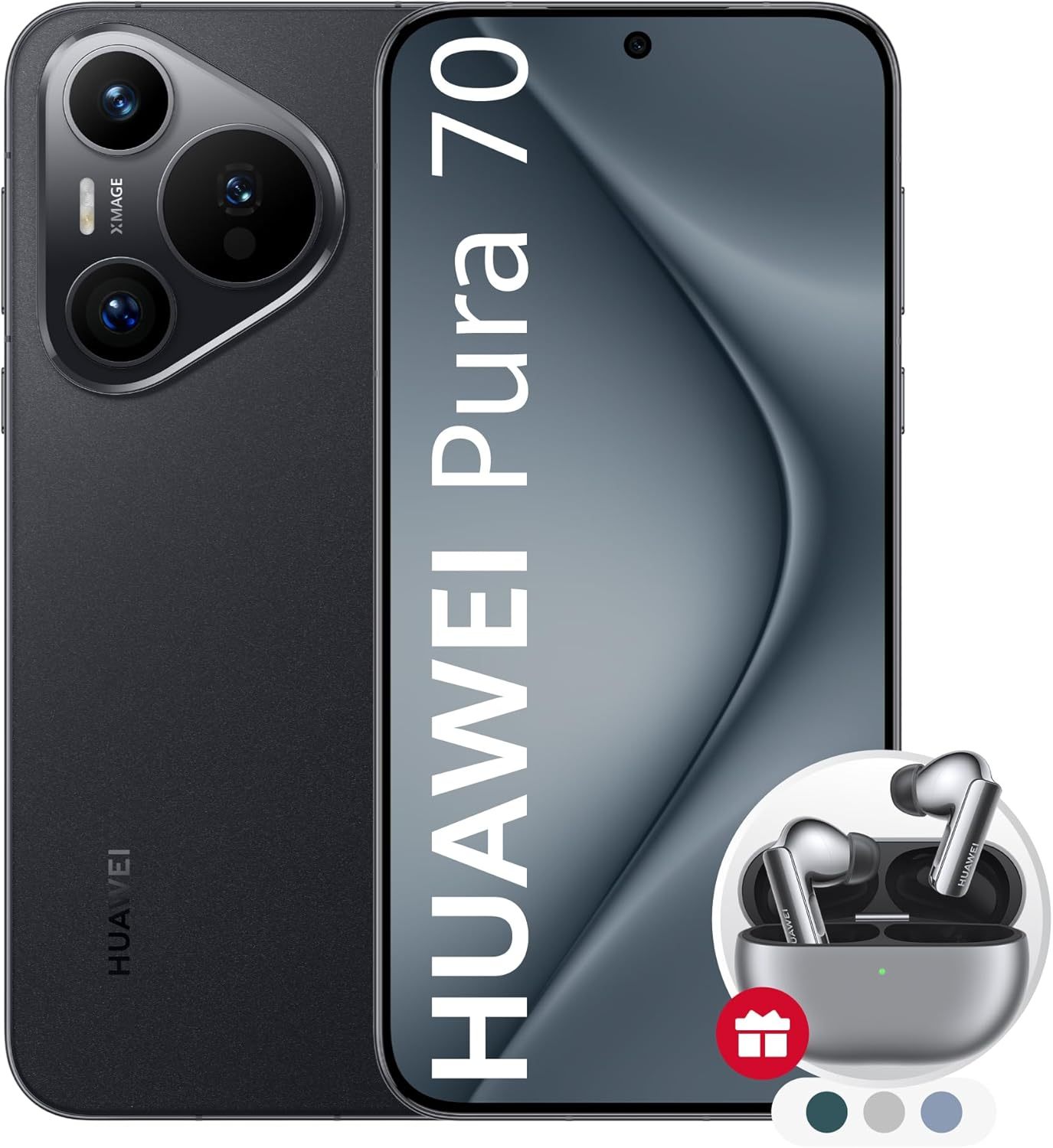 HUAWEI Pura 70 Ultra, 16GB+1TB, Instantánea ultrarrápida, Súper Macro con Ultra Iluminación, Cristal Kunlun Glass, Supercharge de 100 W, Batería de 5200mAh, Negro + FreeBuds Pro 3 (Color Aleatorio)