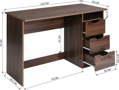 Mesa de Estudio de Escritura Multipropósito para Computadora con 3 Cajones de Guía Deslizantes Laterales Diseño Minimalista Moderno Escritorio de Oficina de Madera Haya