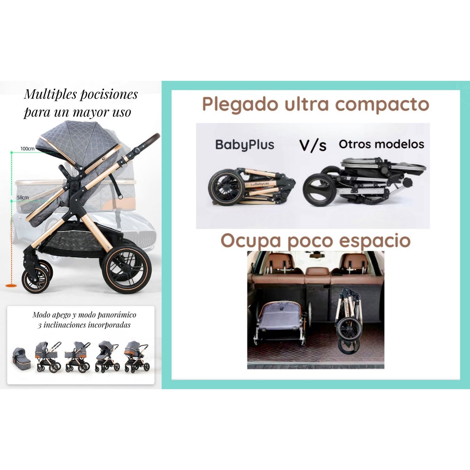 Coche Cuna Con Silla Nido Y Accesorios Lubabycas