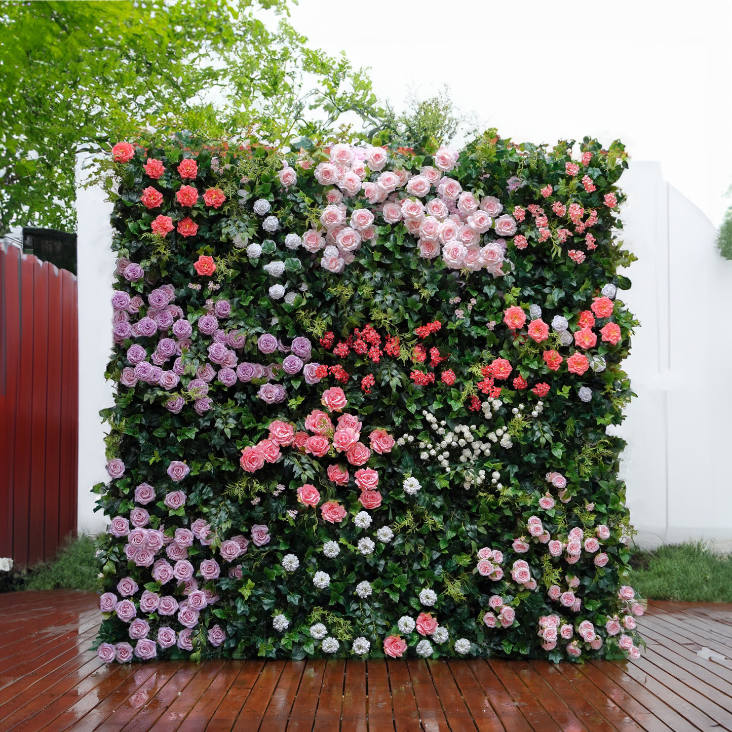 Vonnie：5D Fabric Artificial rolling up curtain flower wall