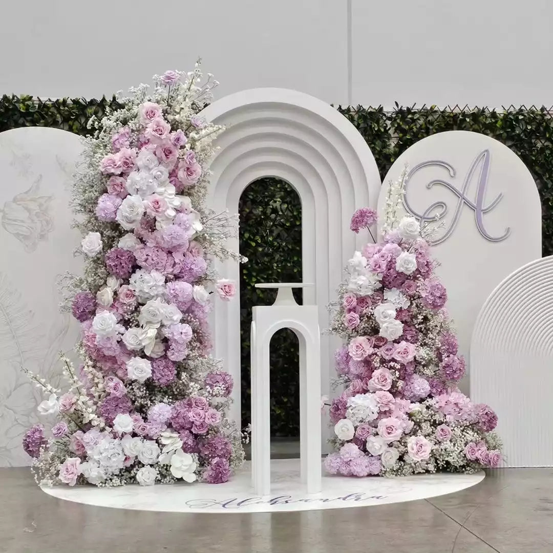 Joanna：New Wedding Party Background Floral Arch Decoration