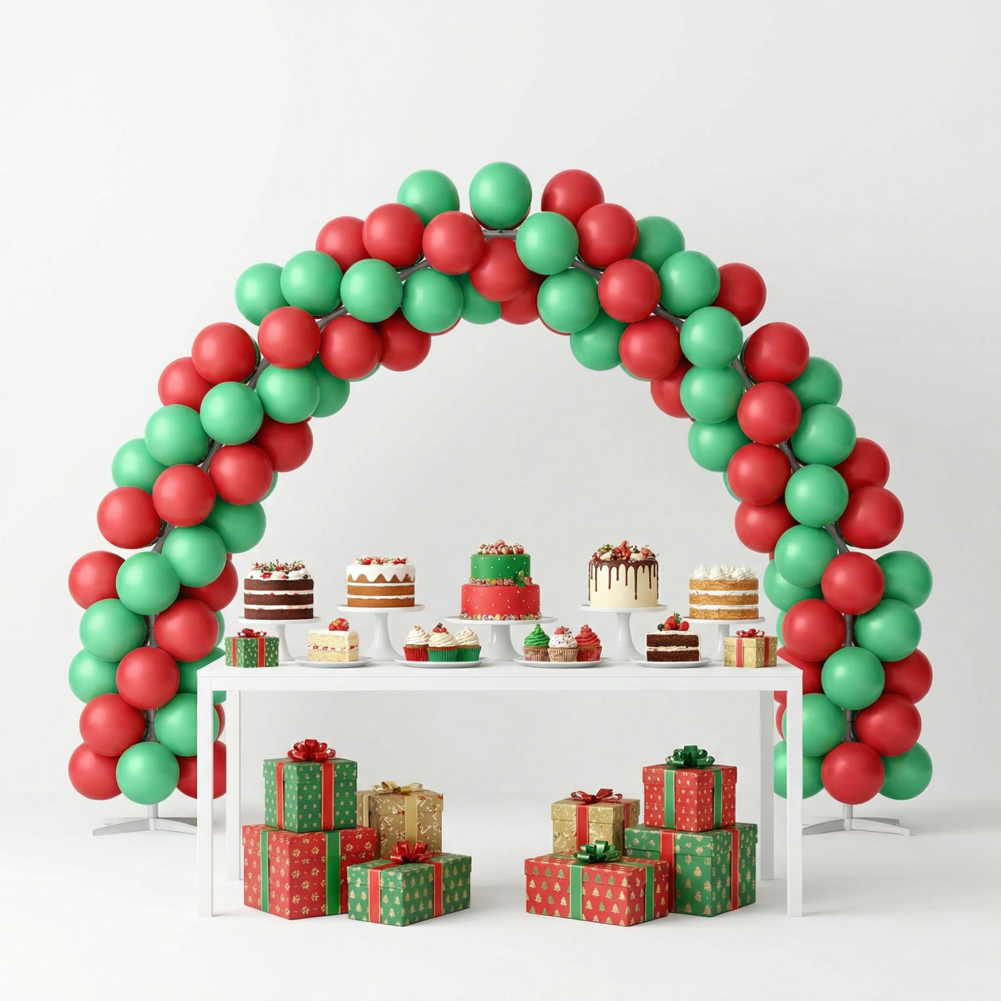 Festive Red & Green Balloon Arch Decoration Set