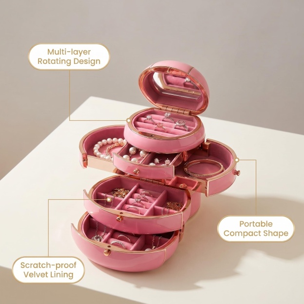 Spherical Rotating Multi-Layer Jewelry Box