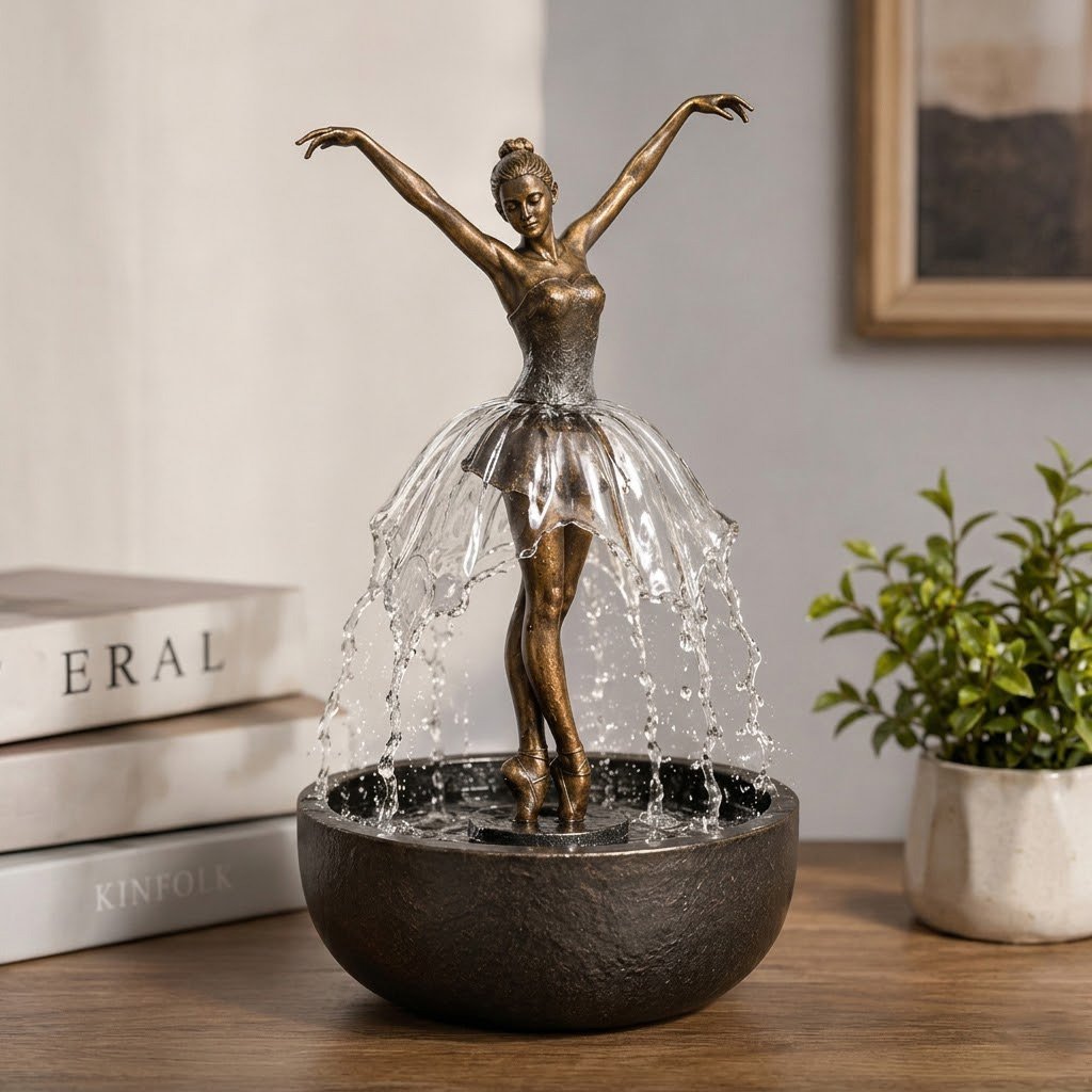 💃 Elegant Ballerina Tabletop Water Fountain for Home & Office Decor💧
