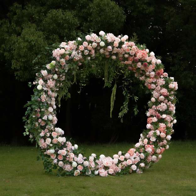 Pink：2025 New Wedding Party Background Floral Arch Decoration