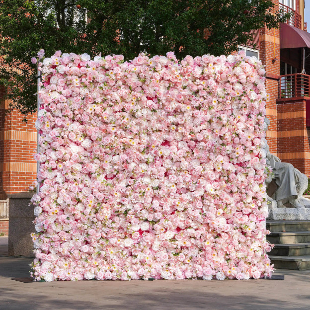CiCi：5D Fabric Artificial Flower Wall Rolling Up Curtain Flower Wall