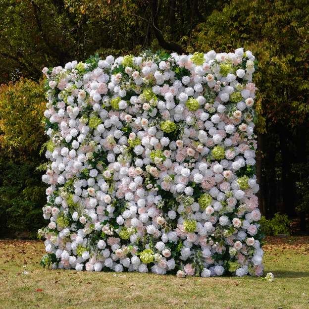 Evie：5D Fabric Artificial rolling up curtain flower wall