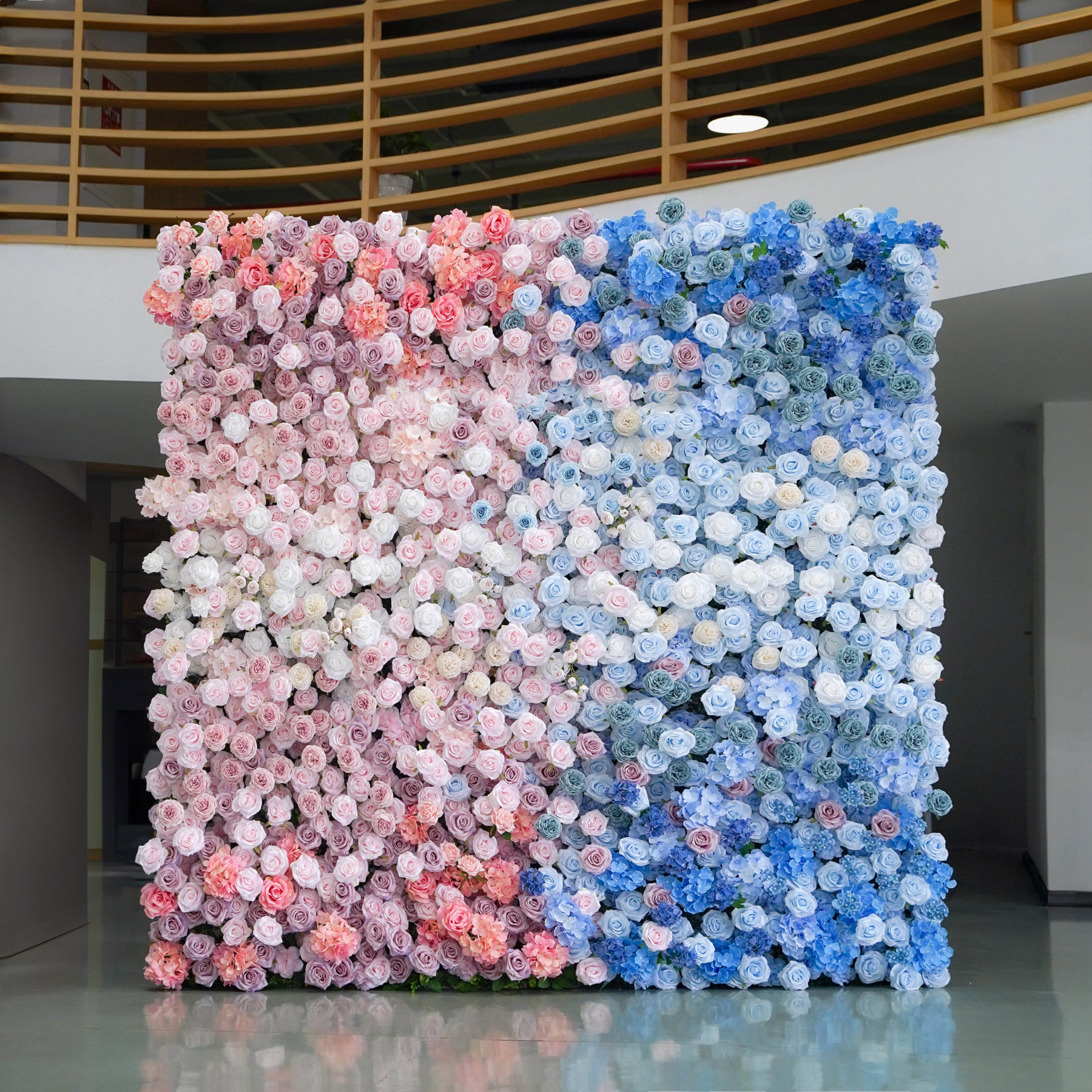 Mancina：5D Fabric Artificial rolling up curtain flower wall