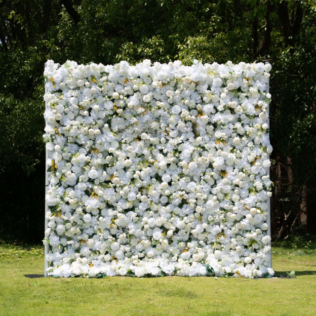 Labu ：3D Fabric Artificial rolling up curtain flower wall