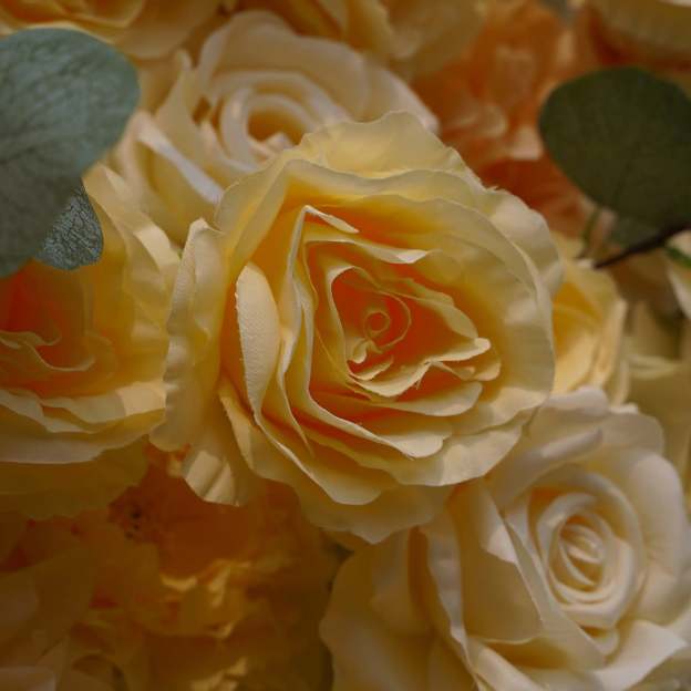 Lemon：7D Fabric Artificial rolling up curtain flower wall