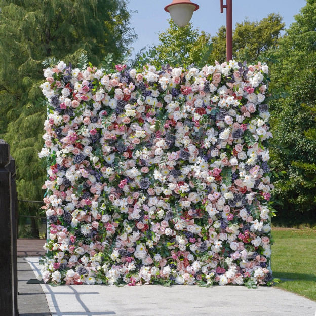 Selena：5D Fabric Artificial rolling up curtain flower wall