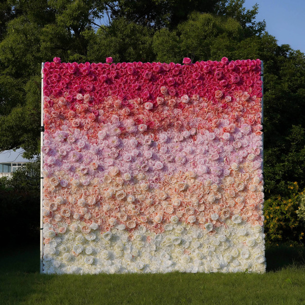 Tina：5D Fabric Artificial rolling up curtain flower wall