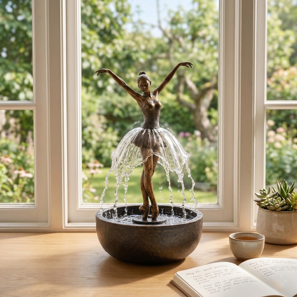 💃 Elegant Ballerina Tabletop Water Fountain for Home & Office Decor💧