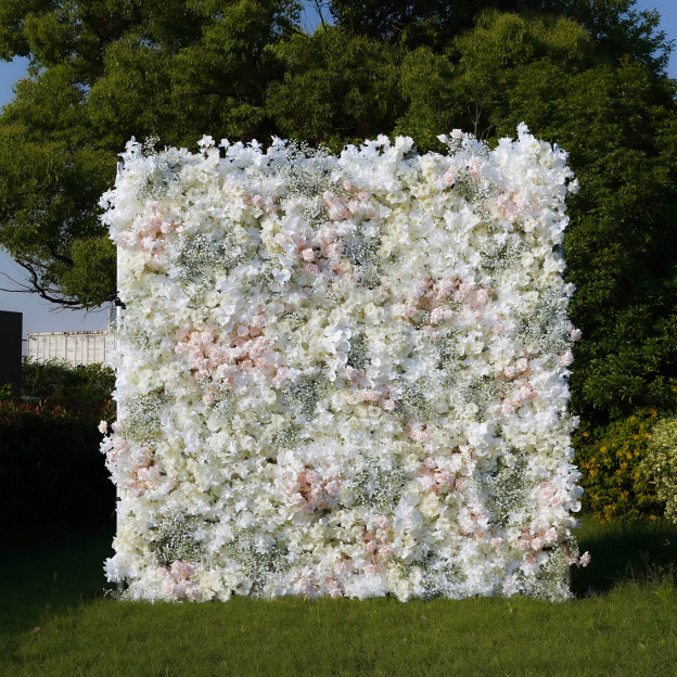 Adalyn：5D Fabric Artificial rolling up curtain flower wall