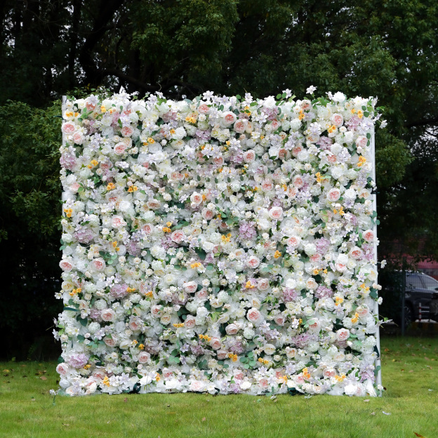 Alexa：7D Fabric Artificial rolling up curtain flower wall