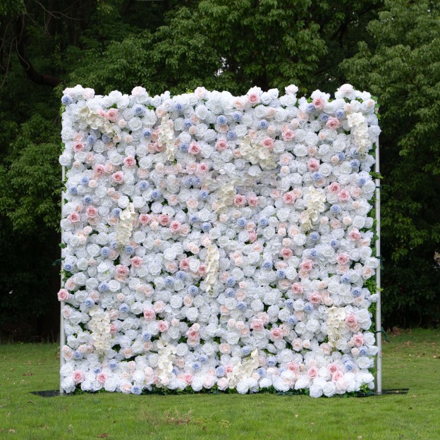 Amore：4D Fabric Artificial zip up curtain flower wall 8ft*8ft