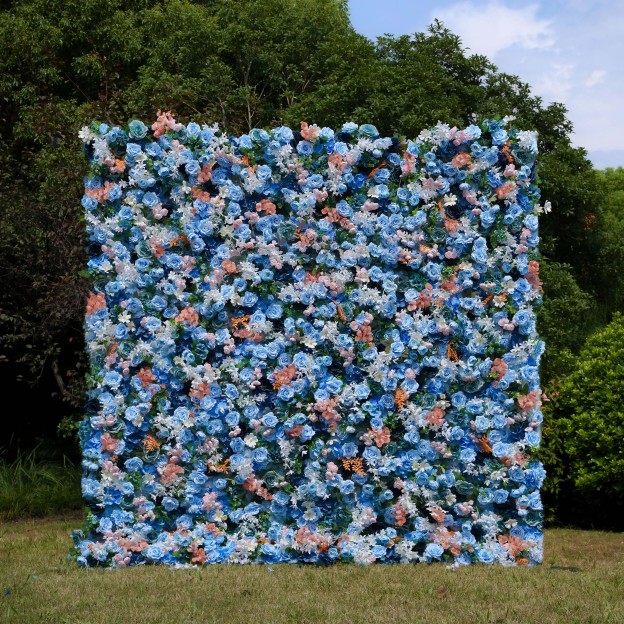 Andrea：7D Fabric Artificial rolling up curtain flower wall