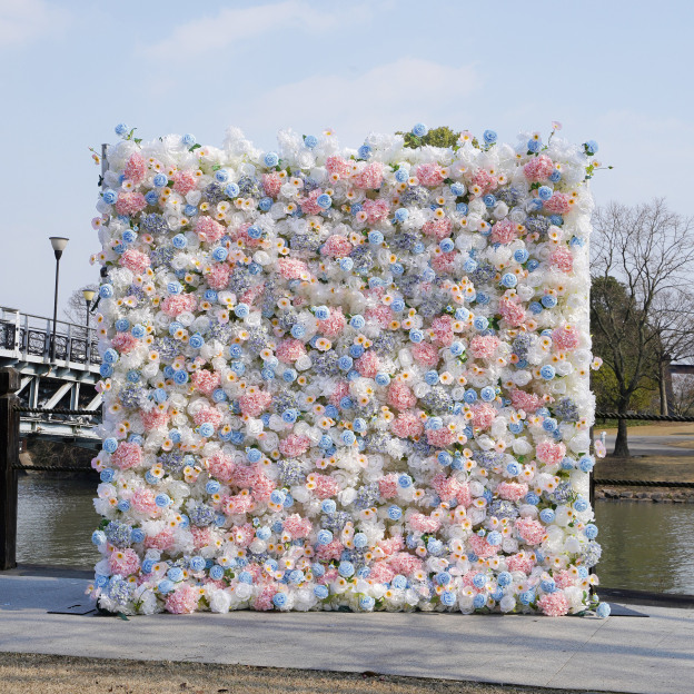 Bee：5D Fabric Artificial rolling up curtain flower wall