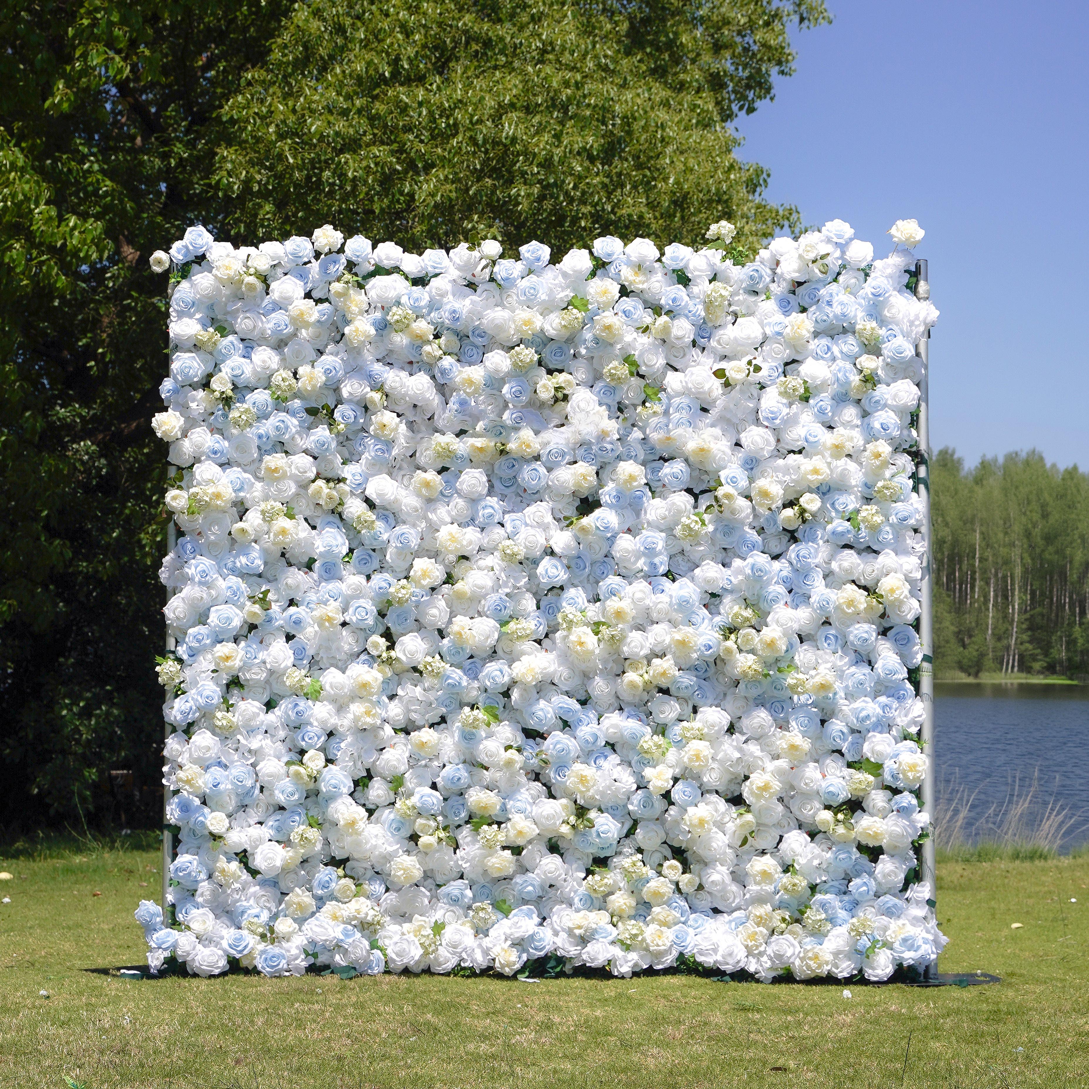 BlueSky：4D Fabric Artificial zip up curtain flower wall