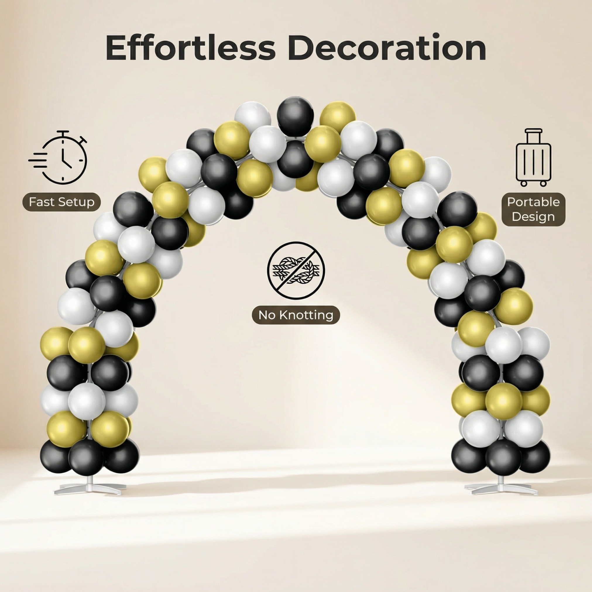 Luxury Black, Gold & White Balloon Arch Kit