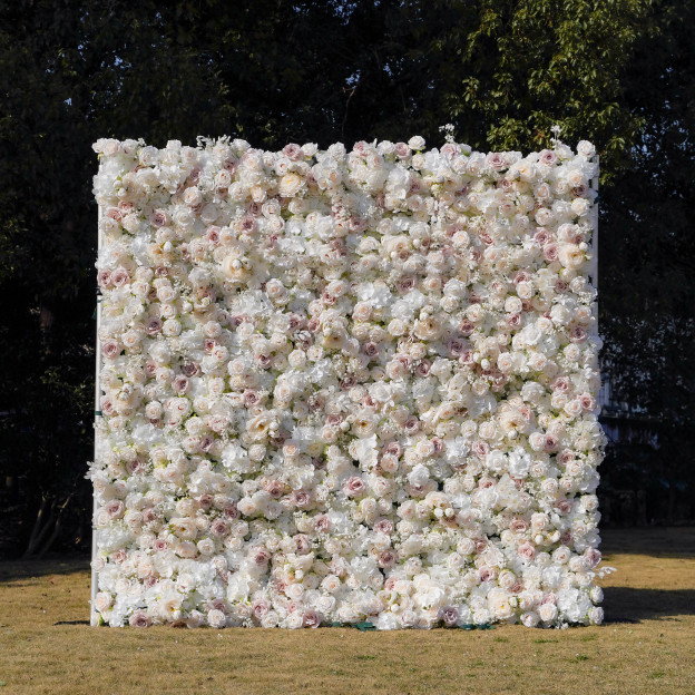 Eluned：5D Fabric Artificial rolling up curtain flower wall