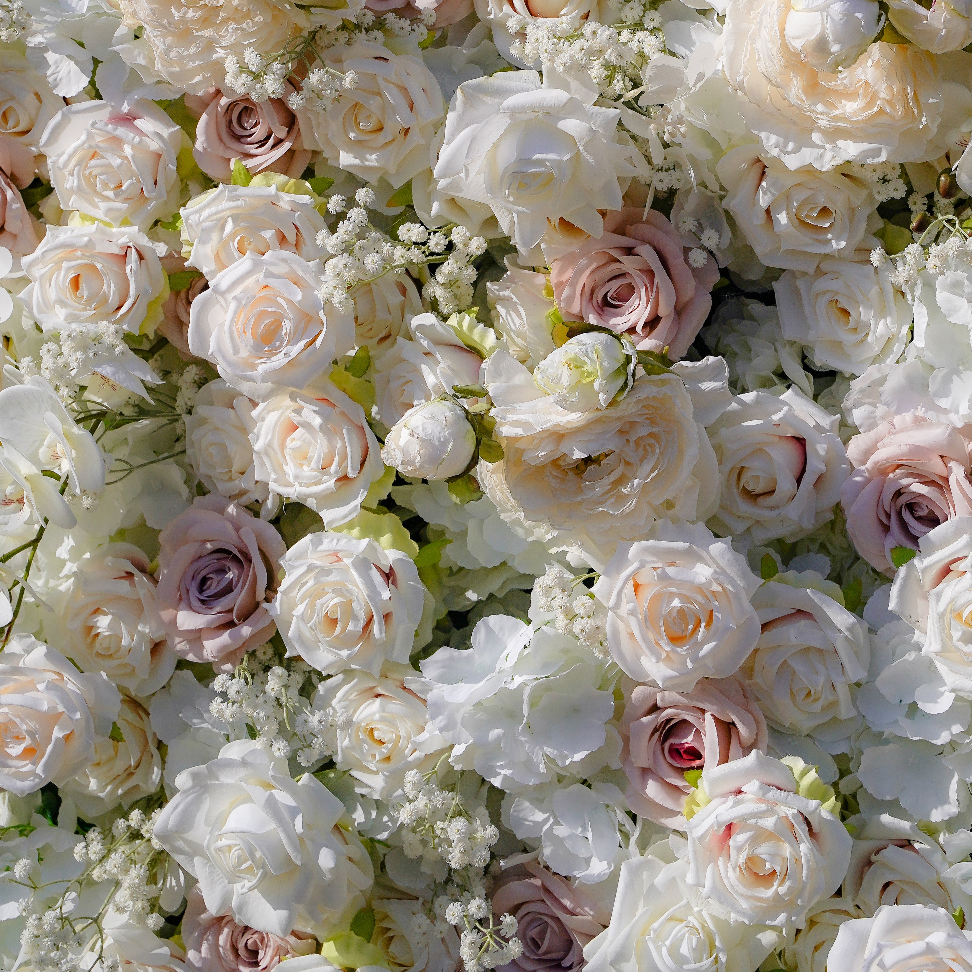 Eluned：5D Fabric Artificial rolling up curtain flower wall