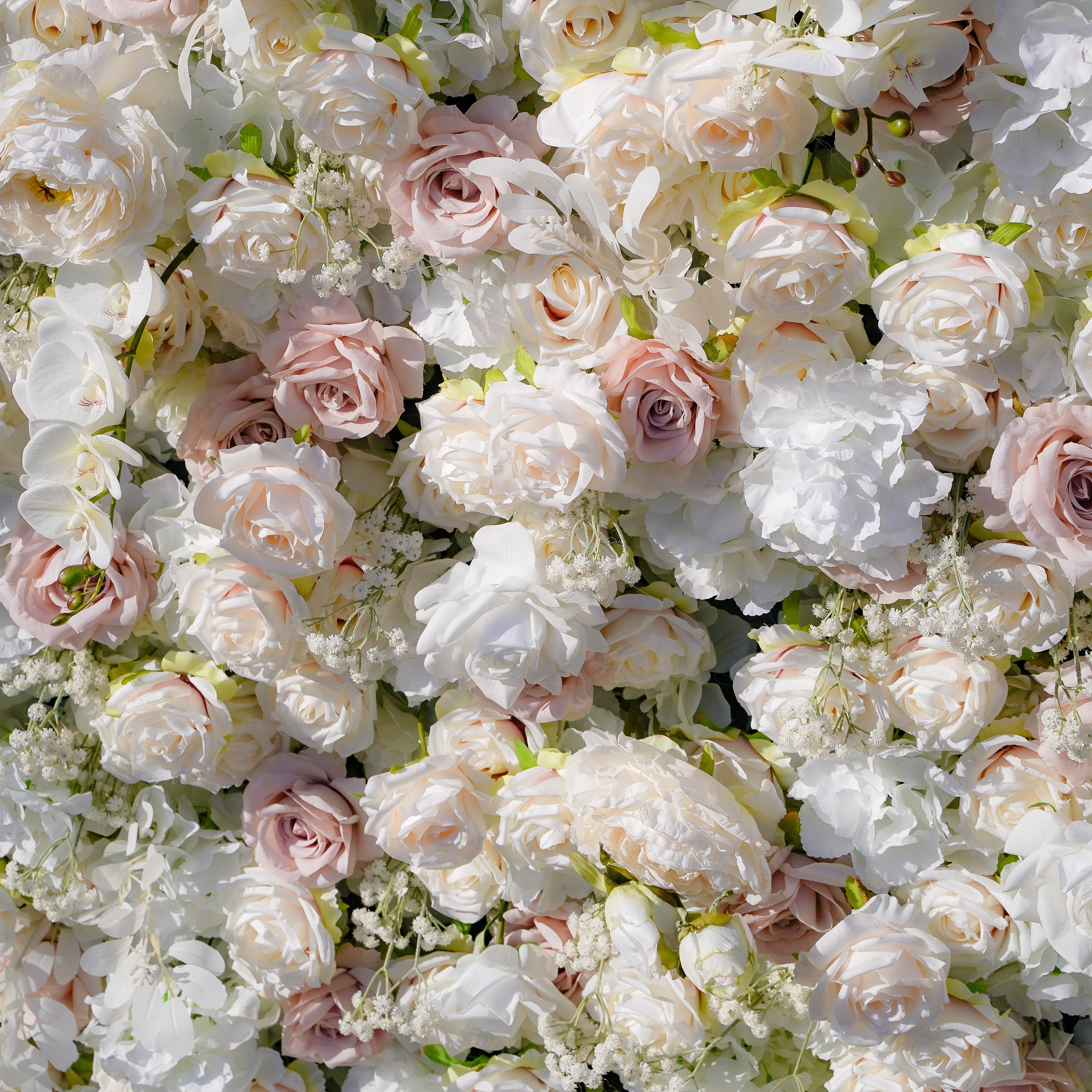 Eluned：5D Fabric Artificial rolling up curtain flower wall