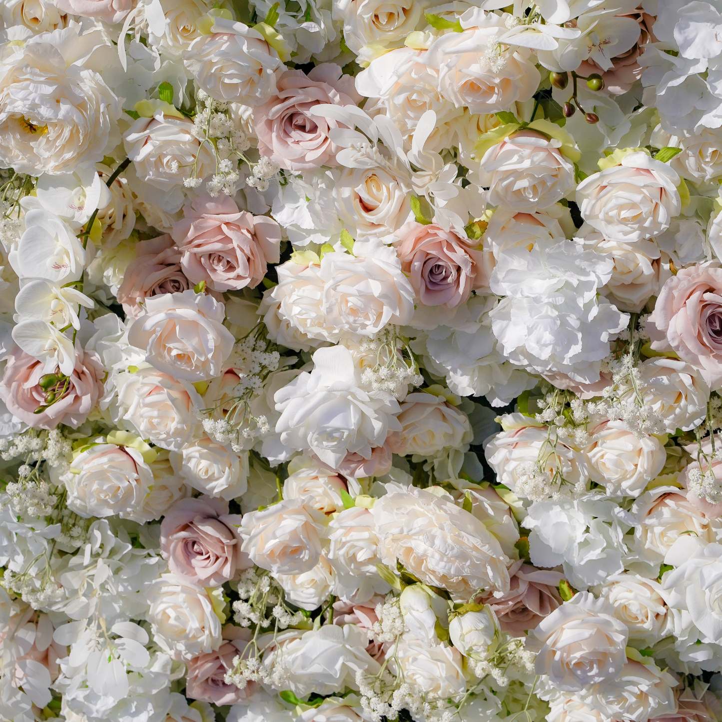 Eluned：5D Fabric Artificial rolling up curtain flower wall