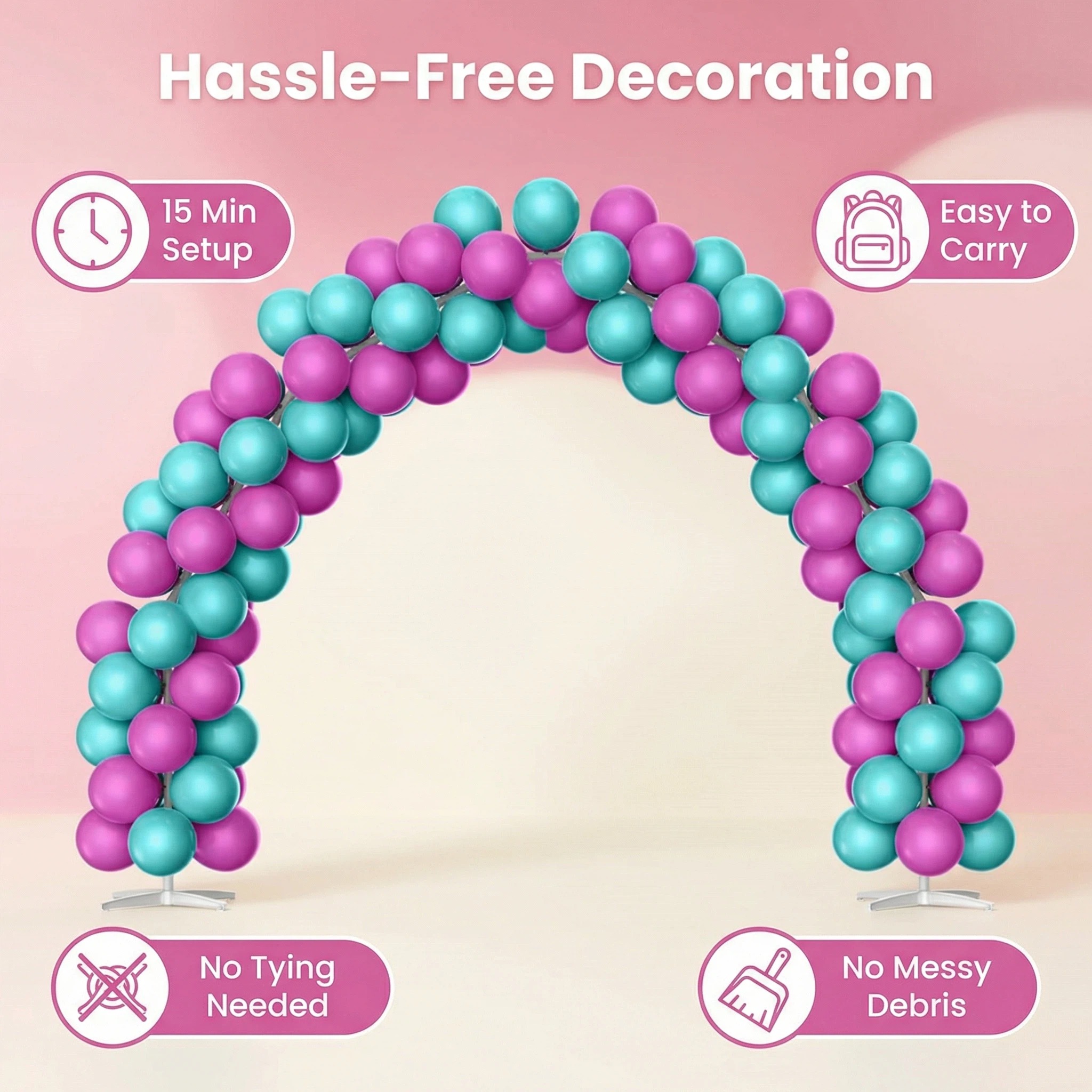 Metallic Fuchsia & Lake Blue Balloon Arch Decoration Set