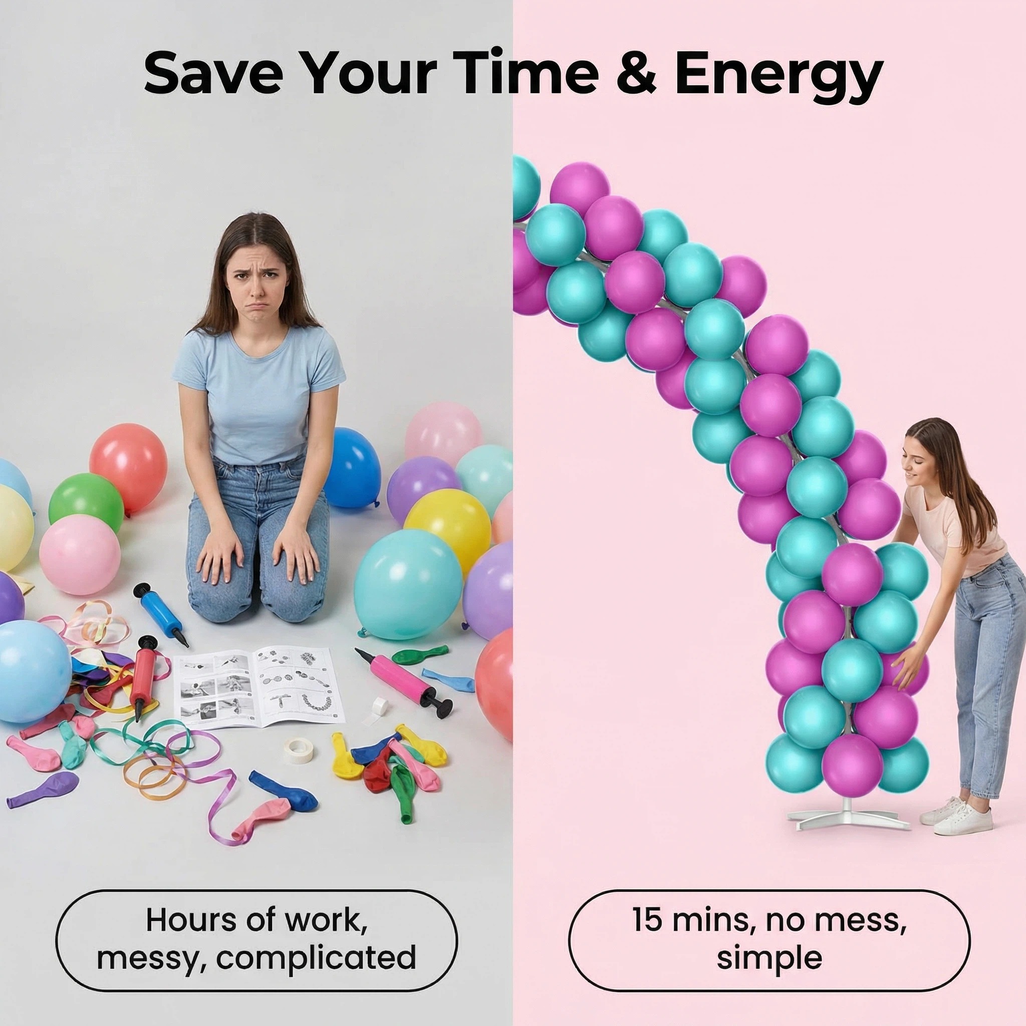 Metallic Fuchsia & Lake Blue Balloon Arch Decoration Set