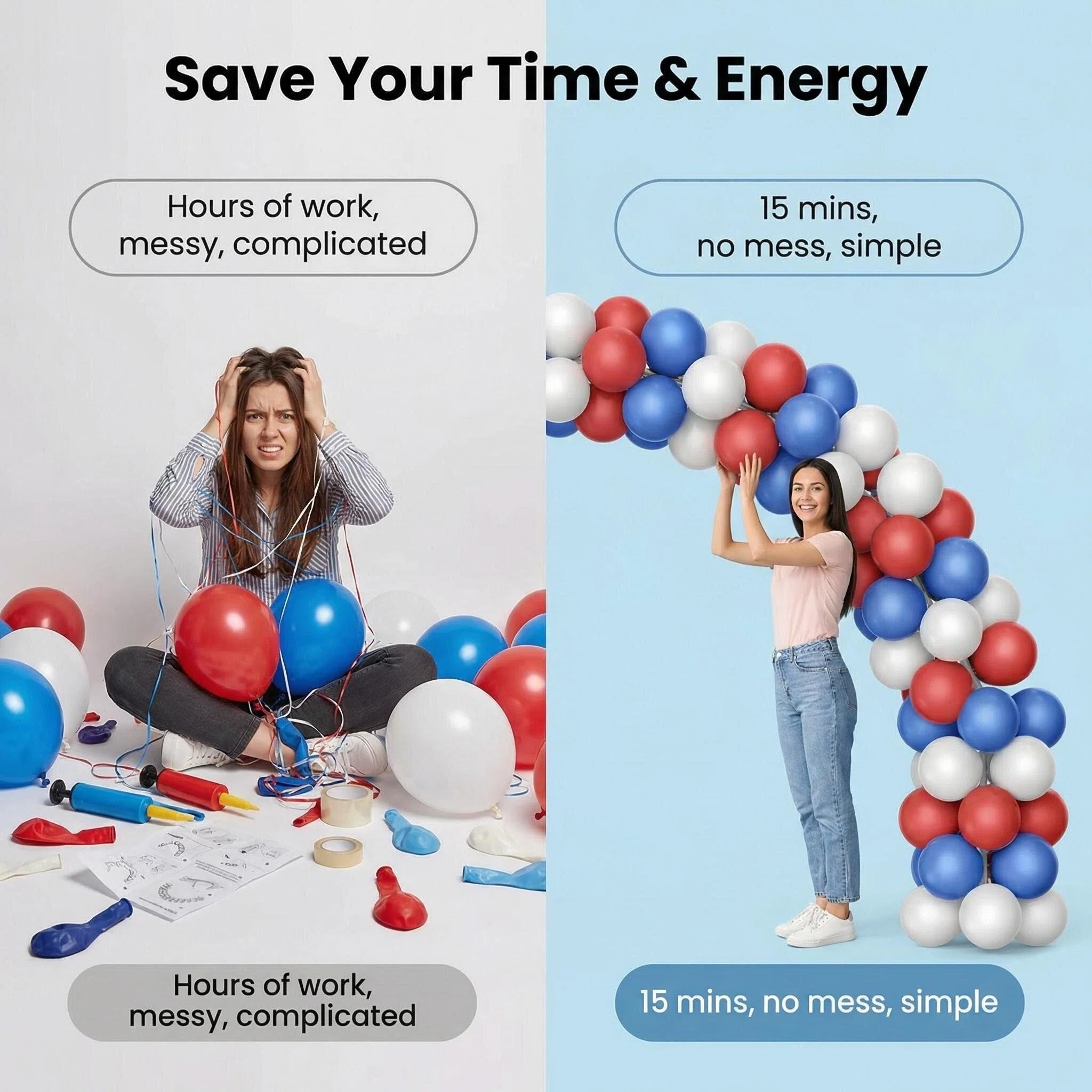 Red & White & Blue Balloon Arch Decoration Set