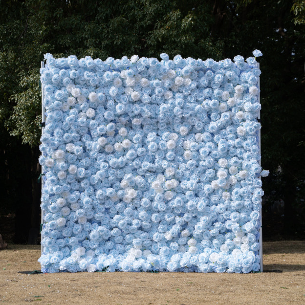 Faith：3D Fabric Artificial rolling up curtain flower wall