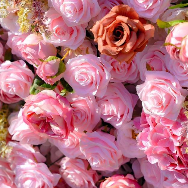 Gabrielle：7D 2023 New Fabric Artificial rolling up curtain flower wall