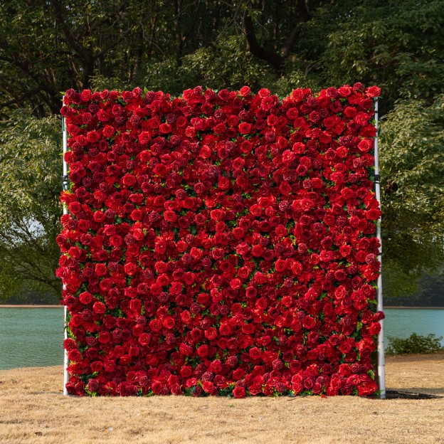 Luna：3D Fabric Artificial rolling up curtain flower wall