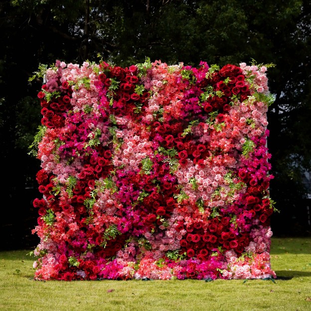 Lynda：7D Fabric Artificial rolling up curtain flower wall