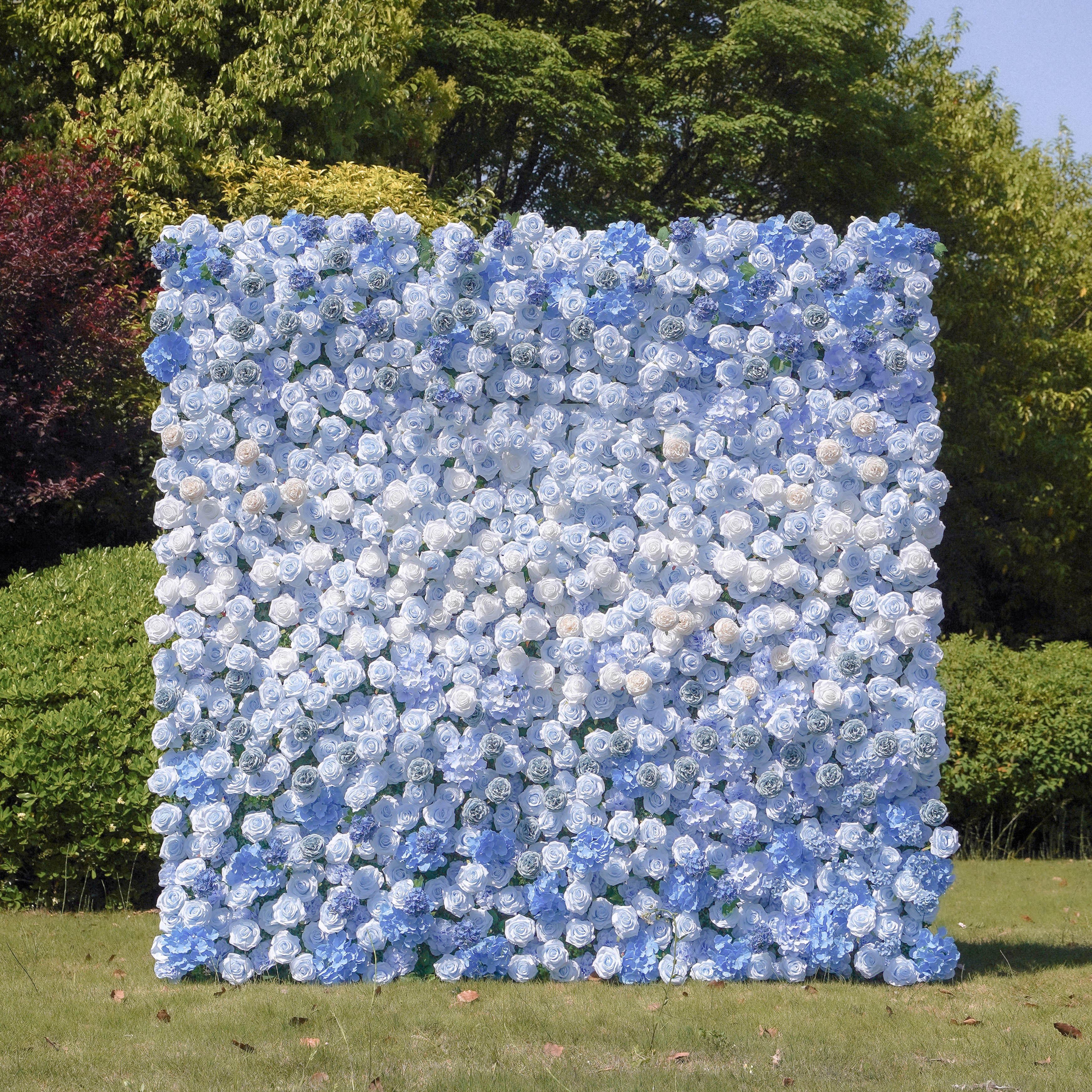 Manci：5D Fabric Artificial rolling up curtain flower wall