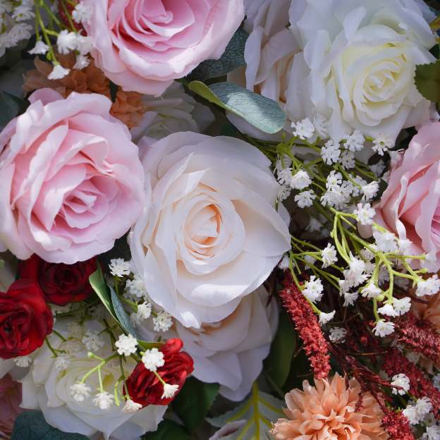 Olive：7D Fabric Artificial rolling up curtain flower wall