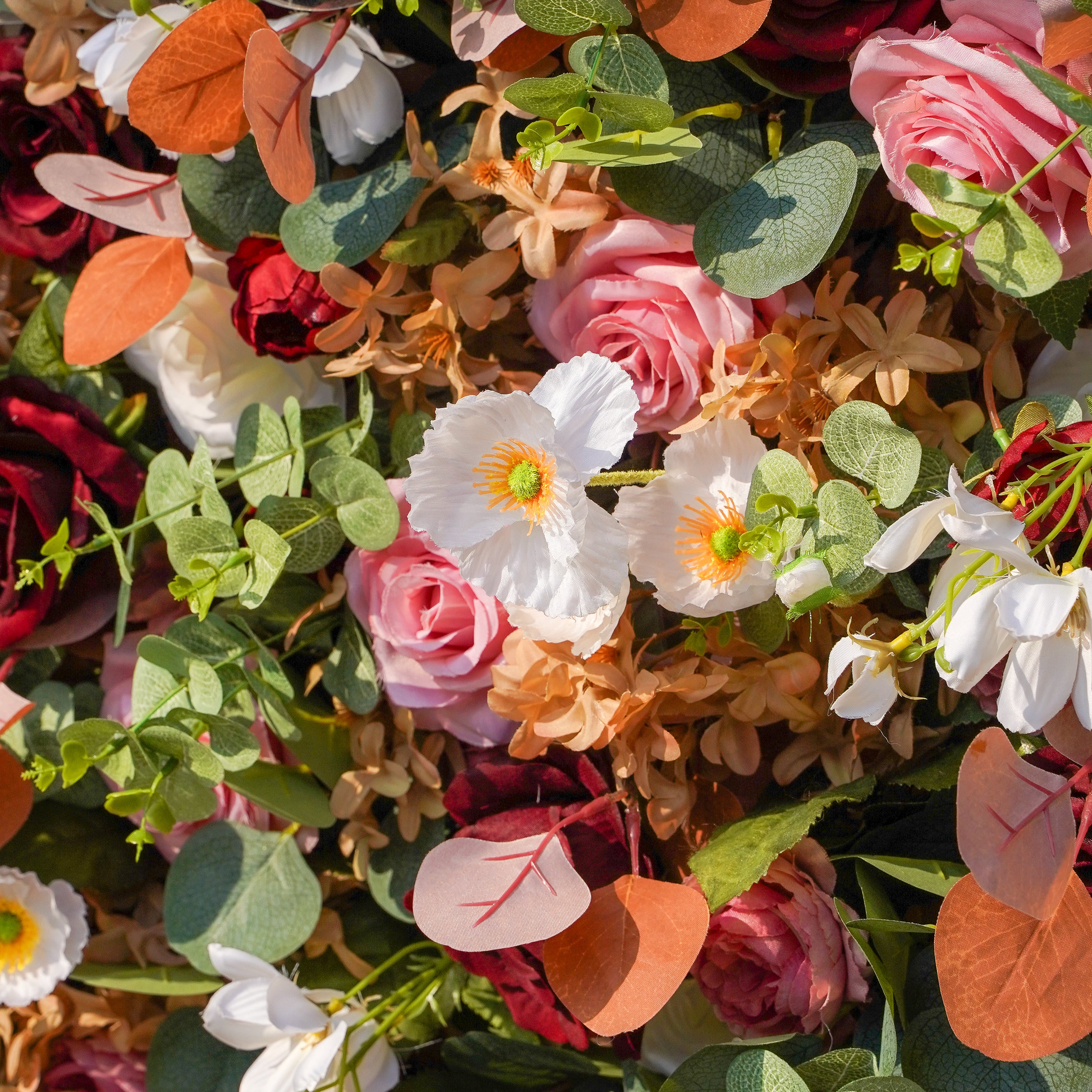 Phoenix：7D Fabric Artificial rolling up curtain flower wall