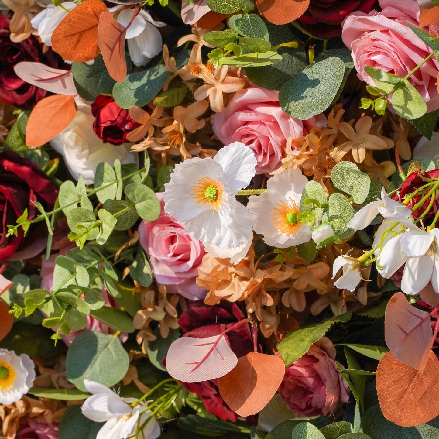 Phoenix：7D Fabric Artificial rolling up curtain flower wall