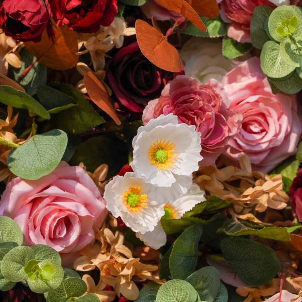 Phoenix：7D Fabric Artificial rolling up curtain flower wall