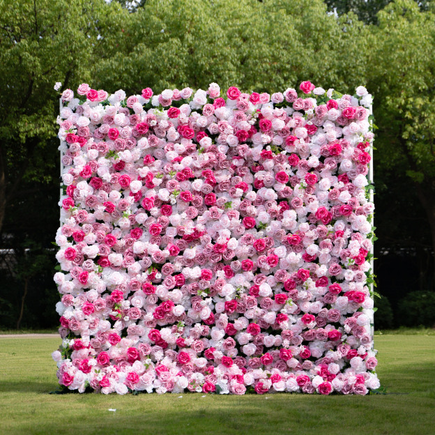 Rosalie：3D Fabric Artificial rolling up curtain flower wall
