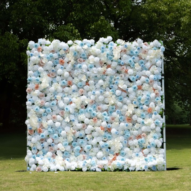 Zaklina：4D Fabric Artificial rolling up curtain flower wall