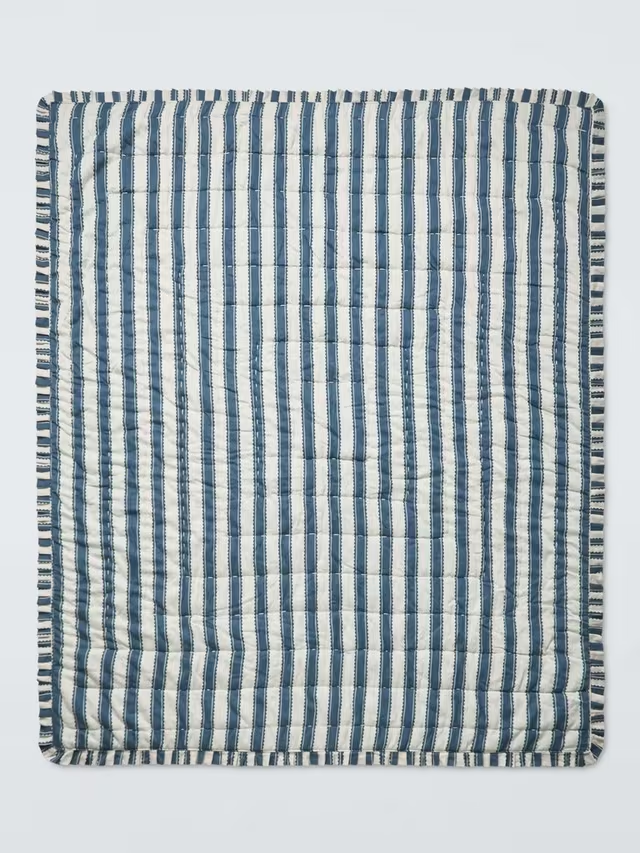 Pinetum Quilted Frilled Bedspread, Blue